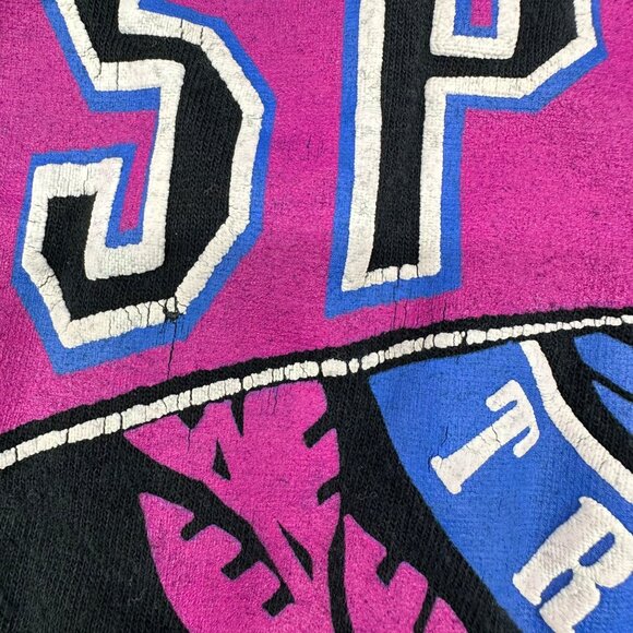 Vintage Speedo T Shirt XL Made In USA Black 1990s Single Stitch Purple Blue - Picture 8 of 10